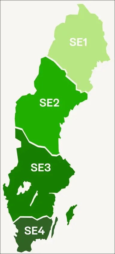 Energy bidding zones in Sweden